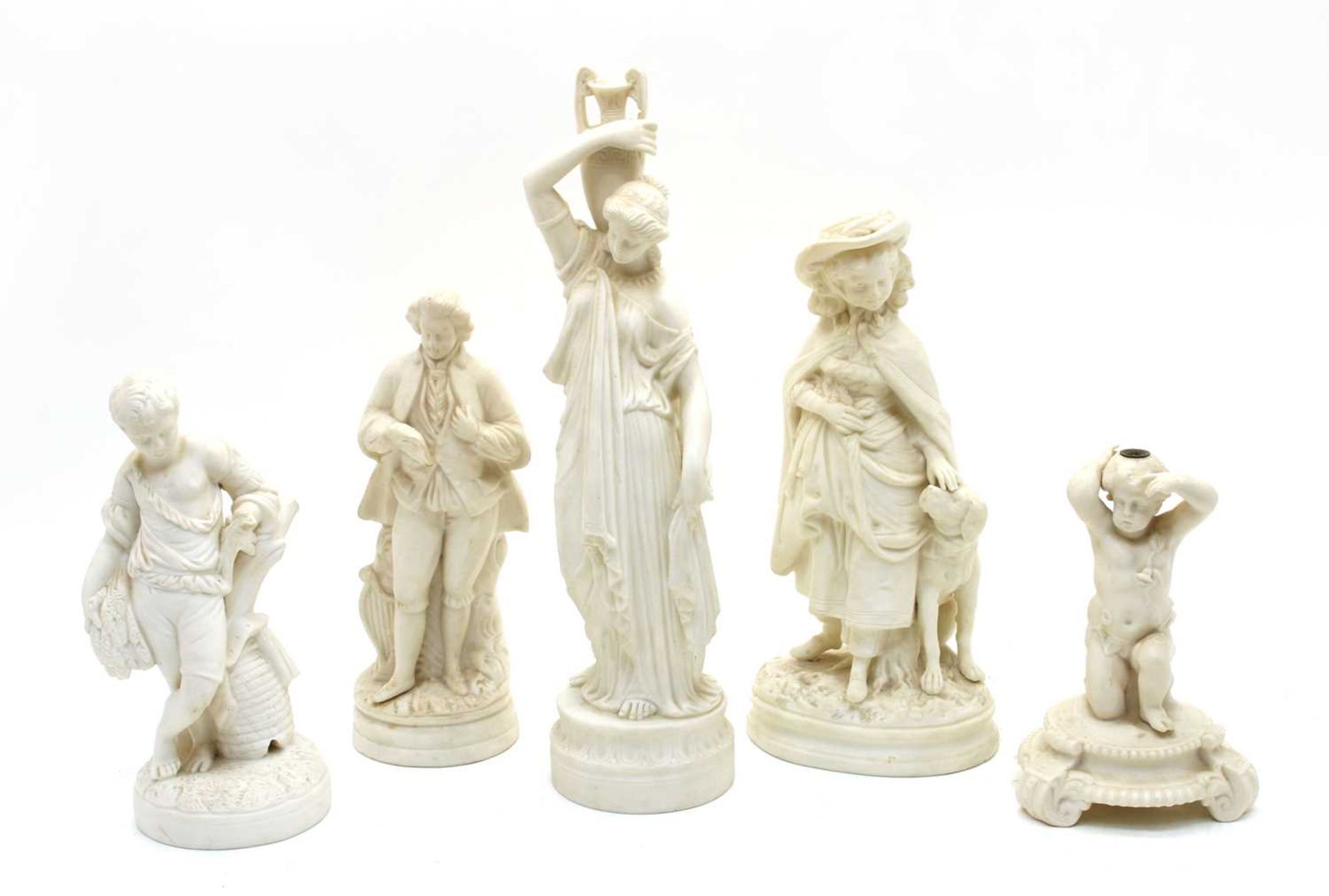 A collection of Parian figures,