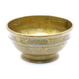 A 19th century Persian brass footed bowl,