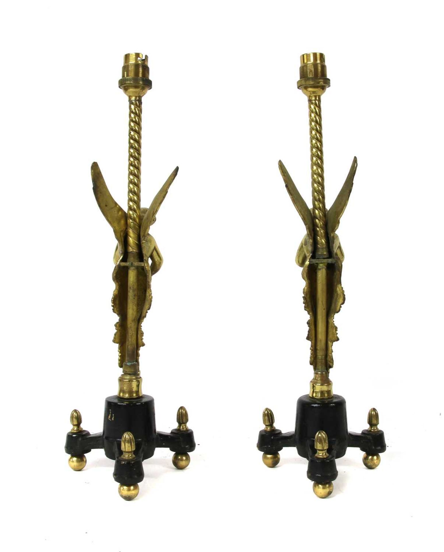 A pair of decorative brass table lamps, - Image 3 of 3