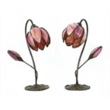 A pair of small Tiffany style table lamps,