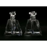 Two pairs of bohemian glass 'Lovers' decanters