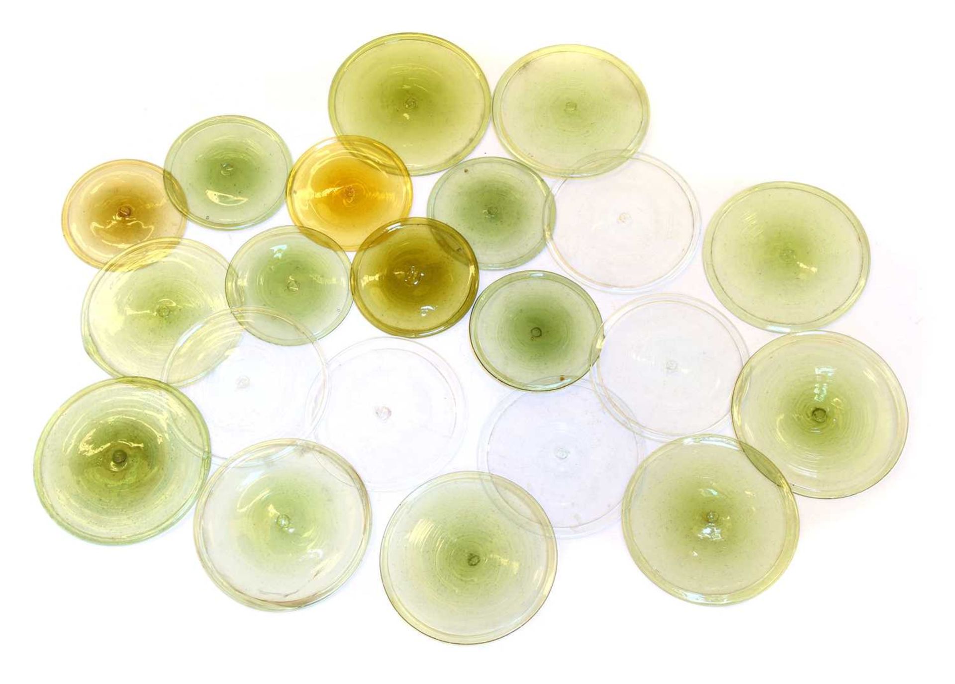 A collection of mixed coloured glassware, / Twenty-two glass mouth blown glass roundels, - Image 2 of 3