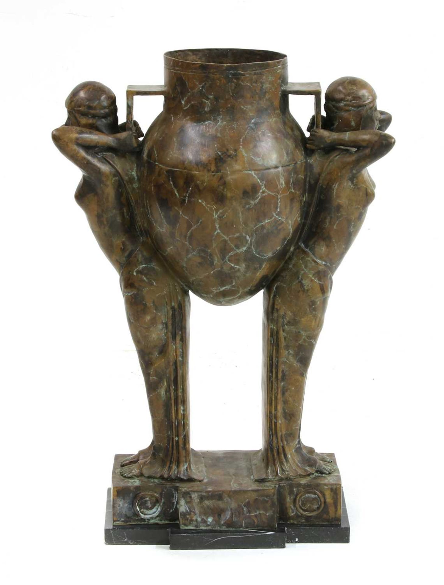 An Art Deco style bronze pitcher,