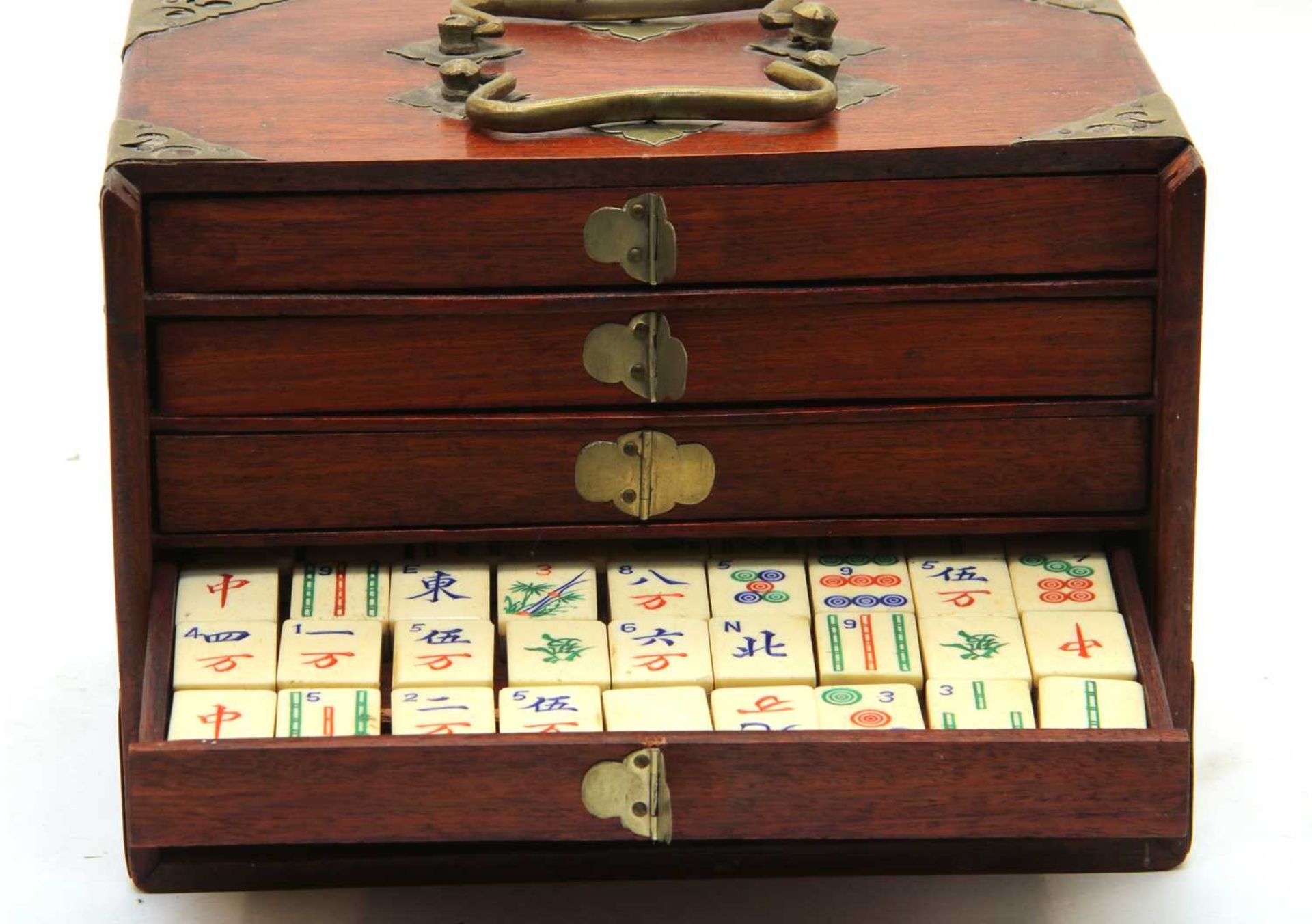 A Chinese teak cased Mahjong set, - Image 2 of 2