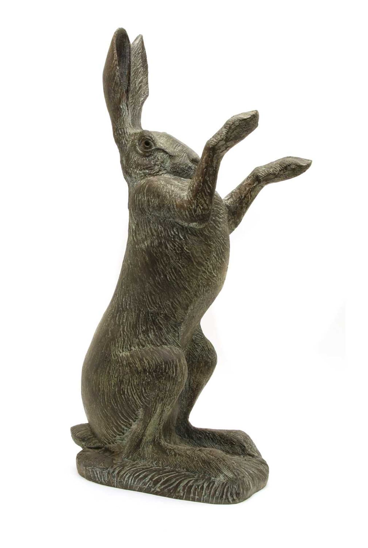 A modern bronze sculpture of a hare, - Bild 4 aus 5