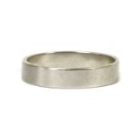 A platinum flat section wedding ring,