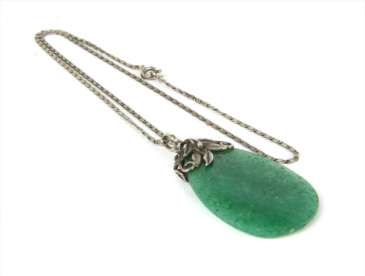 An Arts & Crafts silver aventurine quartz pendant,