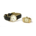 A ladies' 9ct gold Omega mechanical strap watch