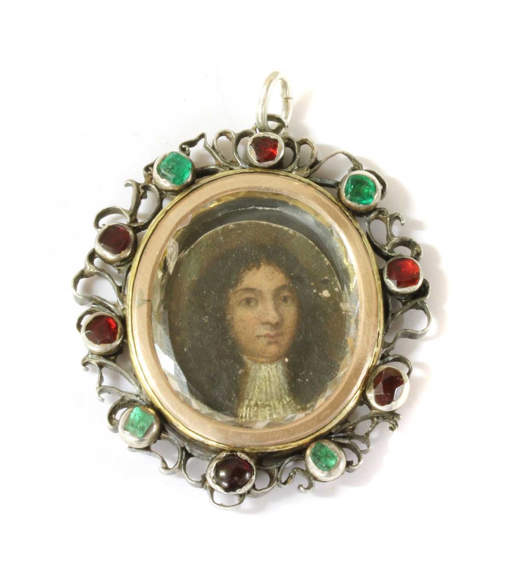 A silver mounted portrait miniature, 18th century,