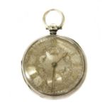 A Victorian sterling silver open-faced fusee verge pocket watch