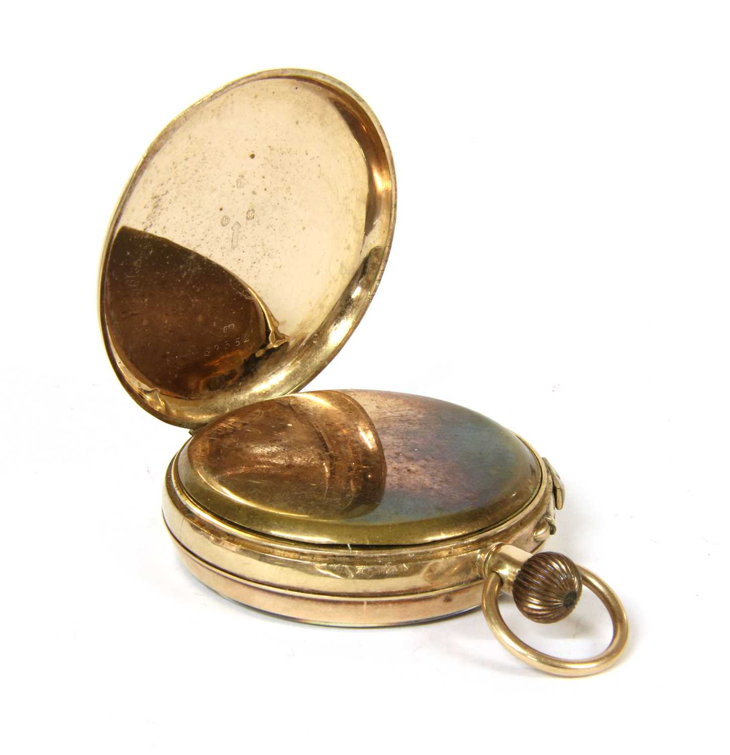 A 9ct gold open-faced pin set chronograph pocket watch - Image 2 of 3