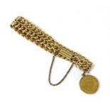 A 9ct gold graduated double curb link bracelet
