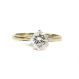 A white gold and platinum single stone diamond ring,