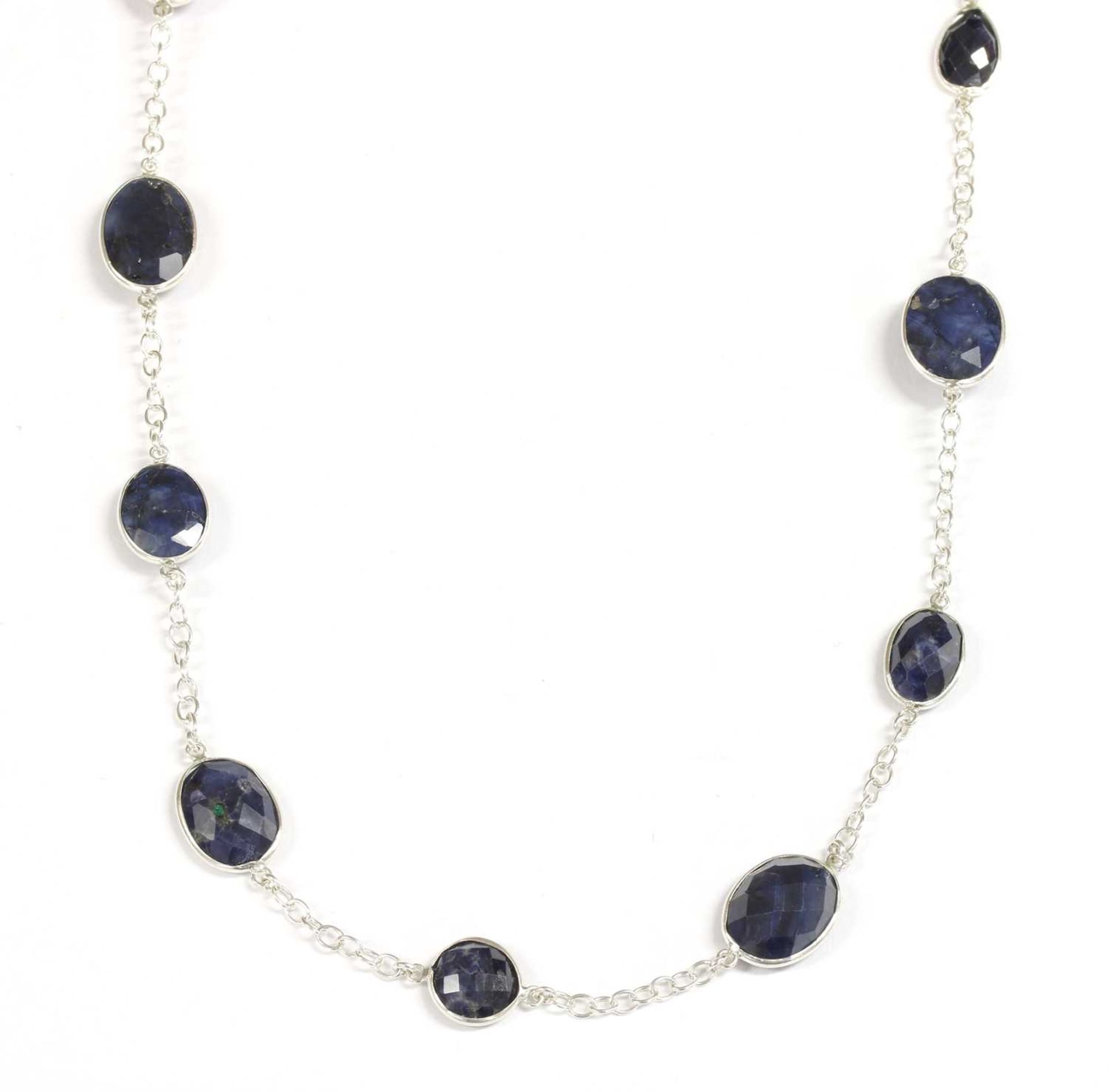 A silver sapphire long chain, - Bild 2 aus 2