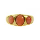 A Victorian 18ct gold coral ring,
