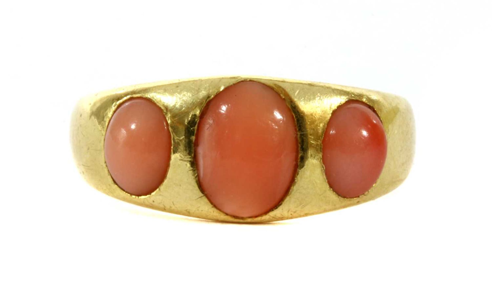 A Victorian 18ct gold coral ring,