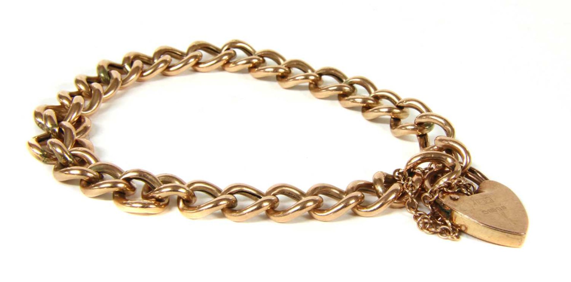 A 9ct rose gold curb bracelet, - Bild 2 aus 3
