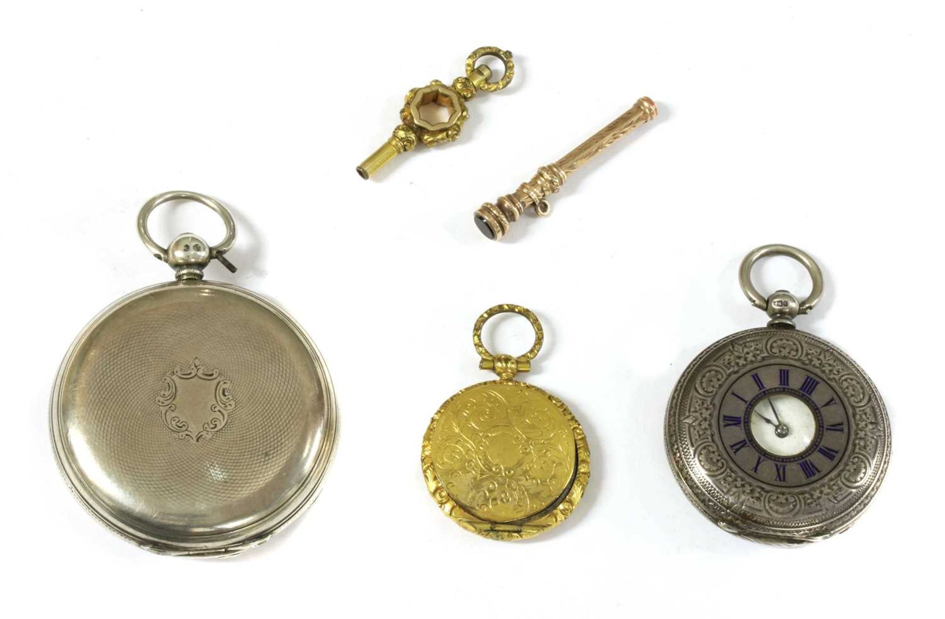 A sterling silver fusee verge hunter pocket watch,