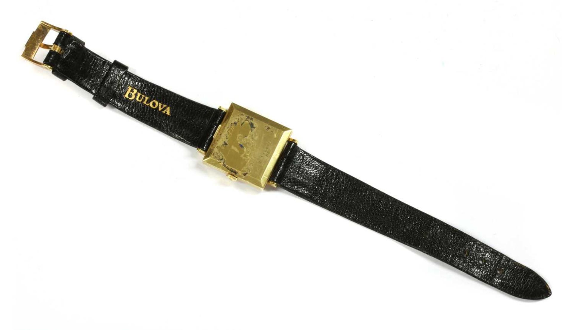 A mid-size 18ct gold Bulova mechanical strap watch, - Bild 2 aus 2