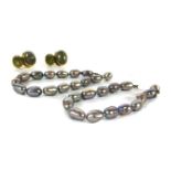 Two white gold cultured freshwater pearl bracelets,