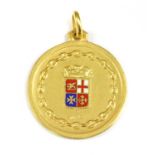 An Italian gold enamel Naval yacht school medal,
