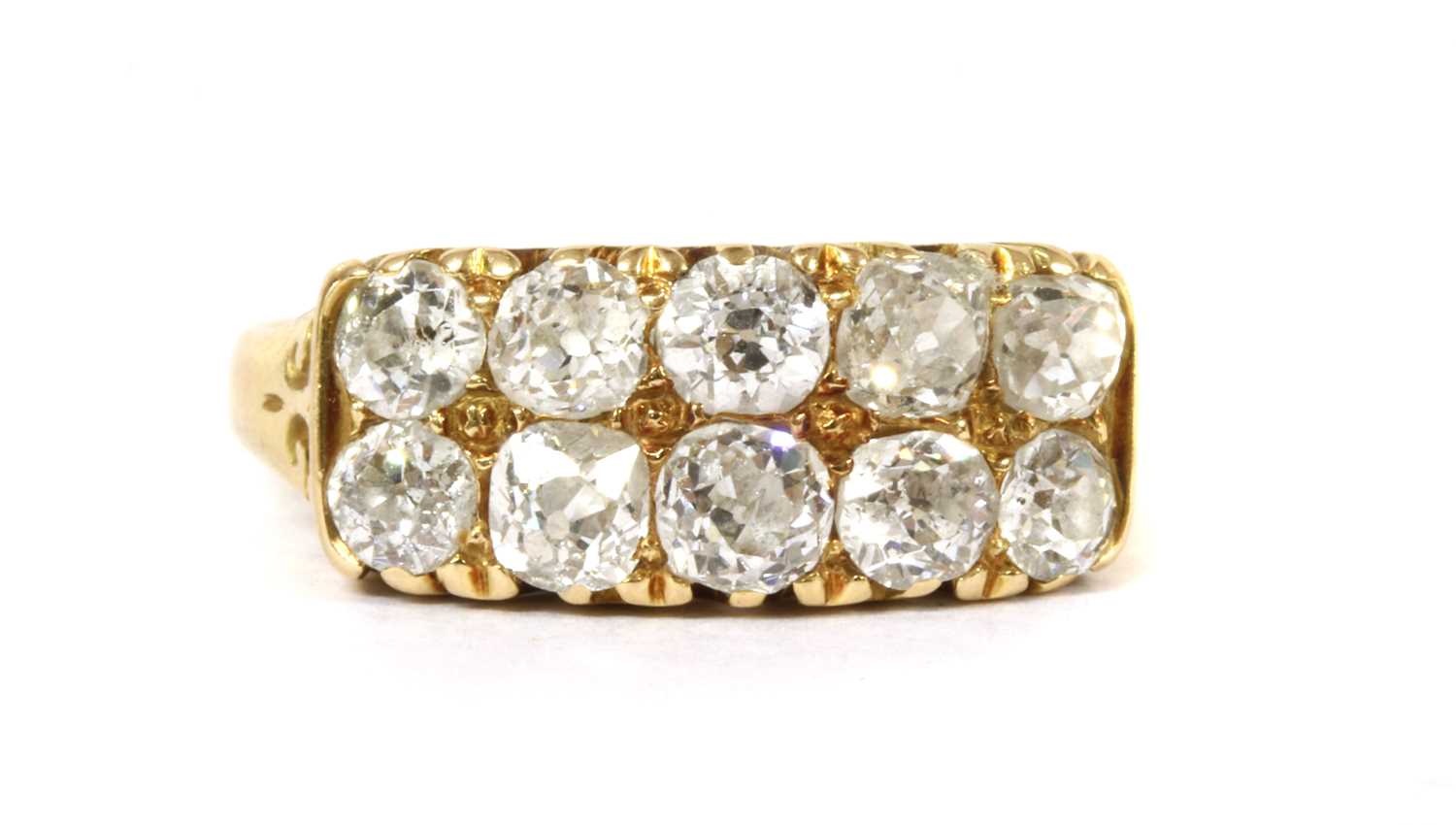 A Victorian 18ct gold ten stone diamond ring,