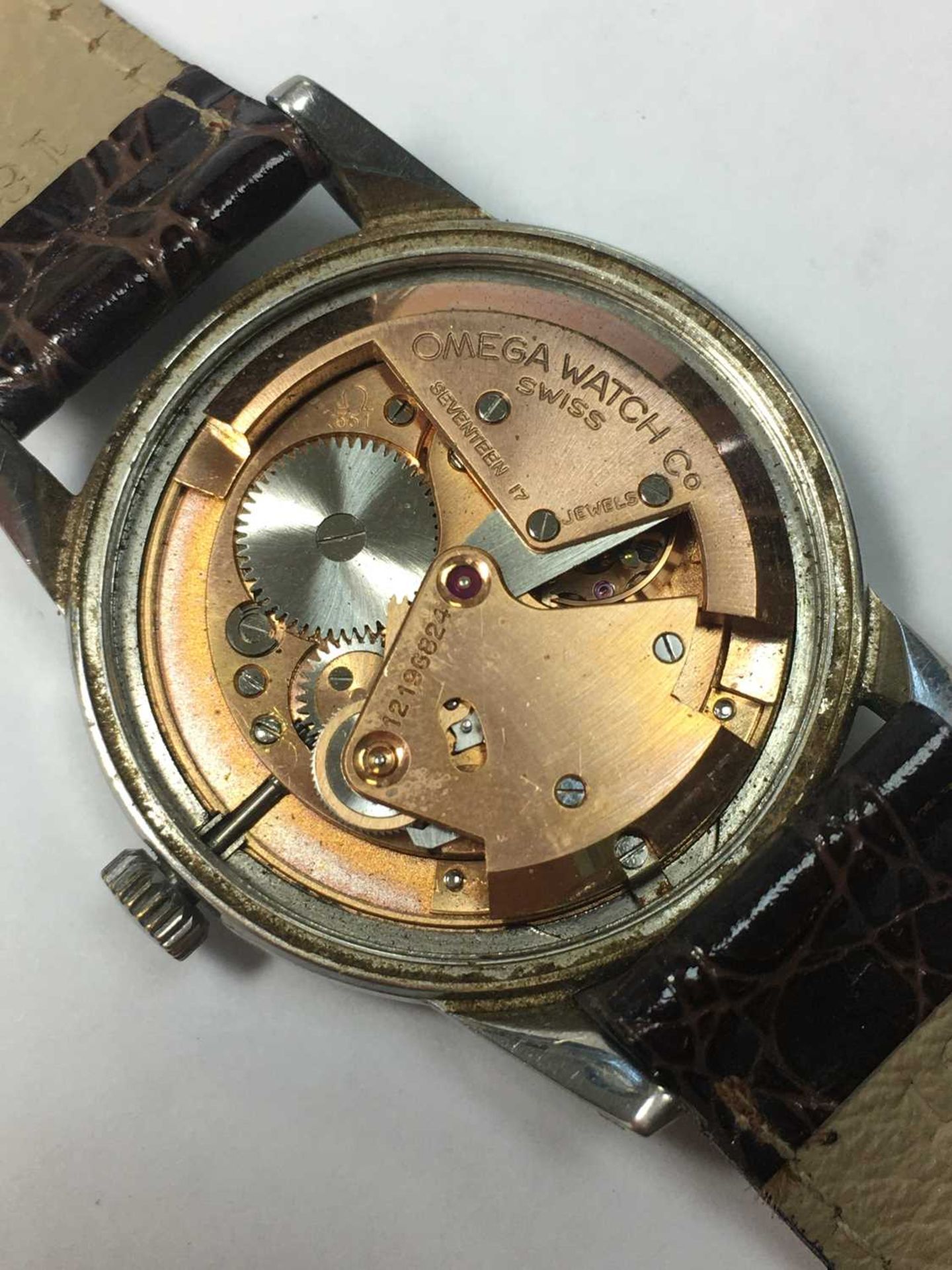 A gentlemen's stainless steel Omega 'Seamaster' automatic strap watch, c.1950 - Bild 3 aus 8
