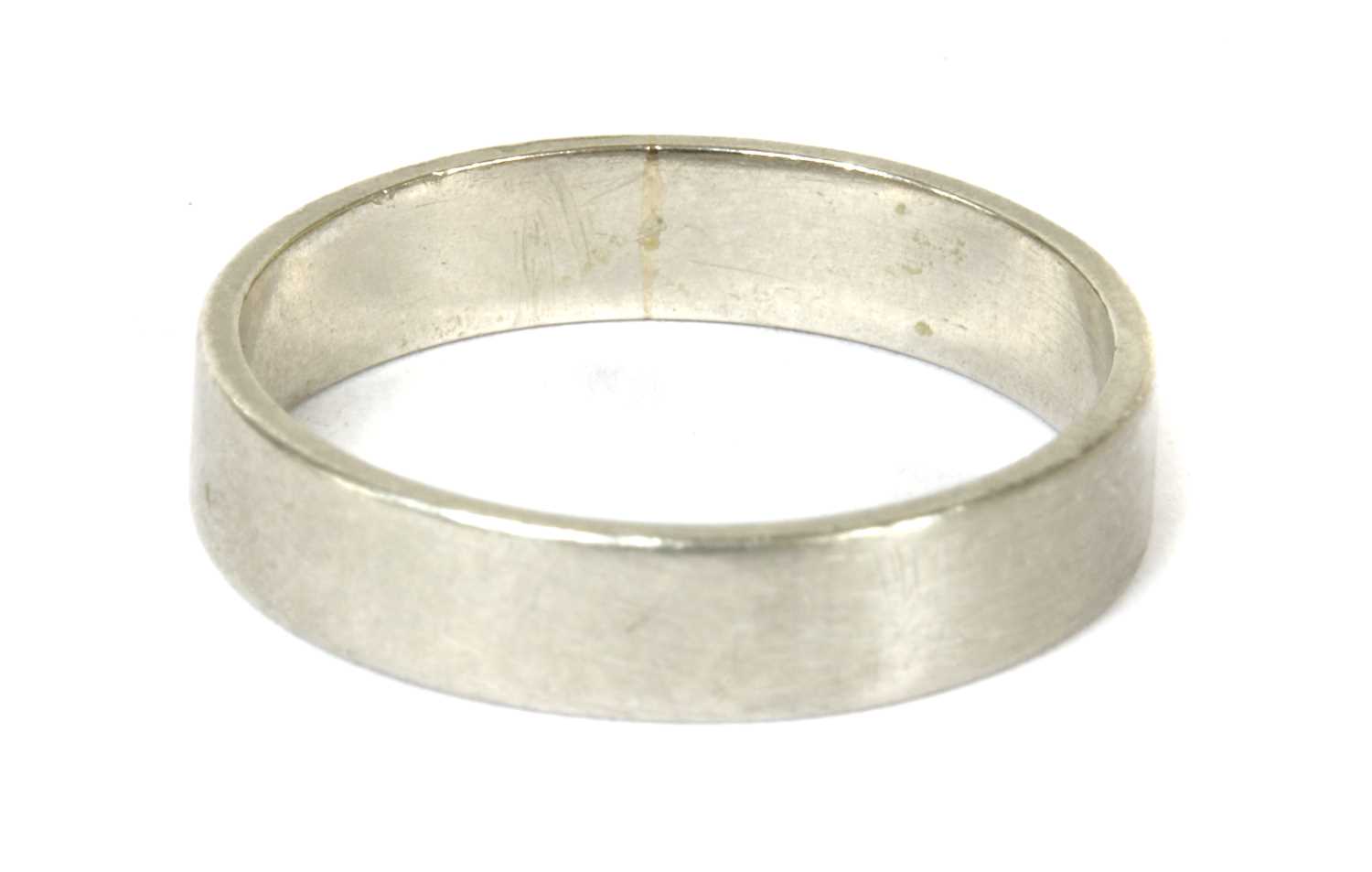 A platinum flat section wedding ring, - Image 2 of 2