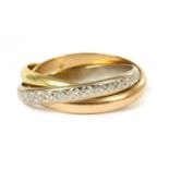 An 18ct three colour gold Russian wedding ring,