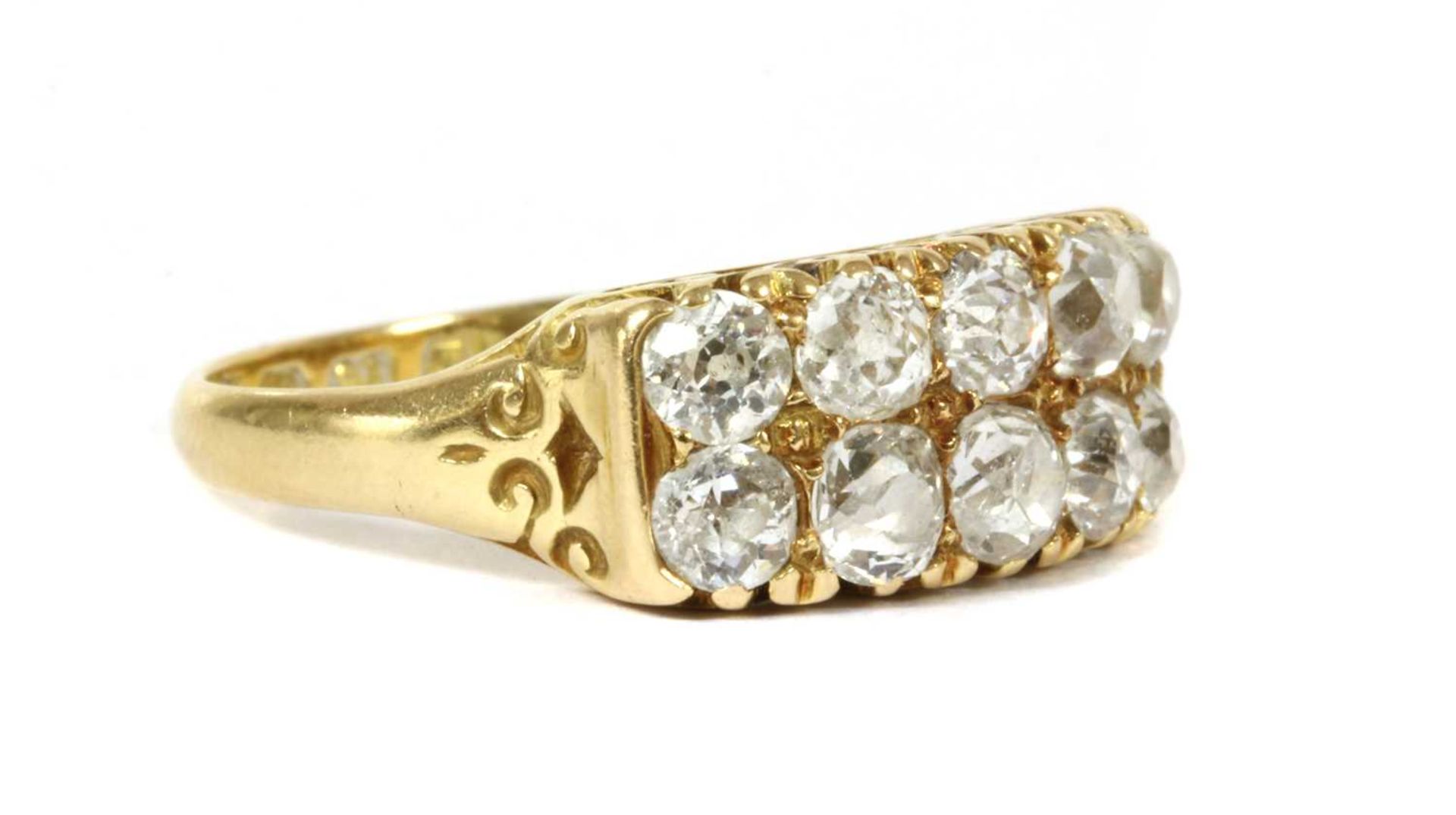 A Victorian 18ct gold ten stone diamond ring, - Bild 3 aus 3