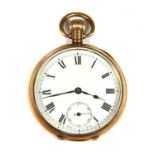 A Swiss 9ct gold top wind open-faced pocket watch