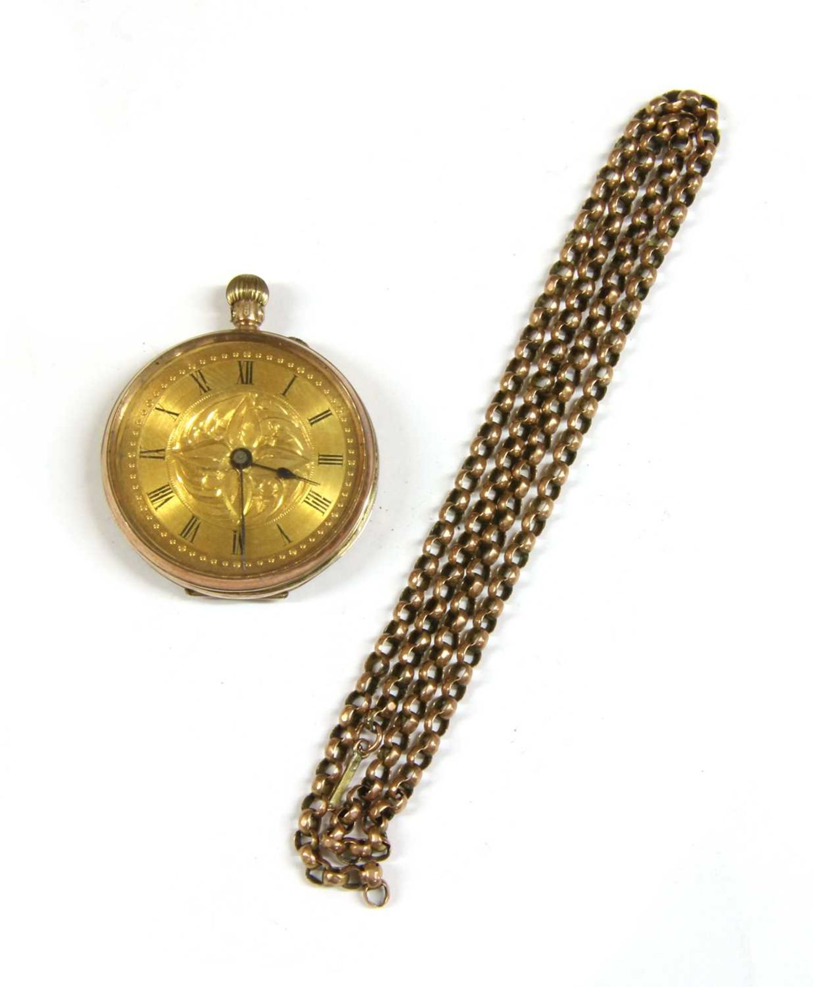 A 9ct gold open-faced pin set fob watch,