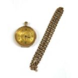 A 9ct gold open-faced pin set fob watch,