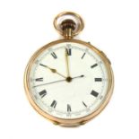 A 9ct gold open-faced pin set chronograph pocket watch