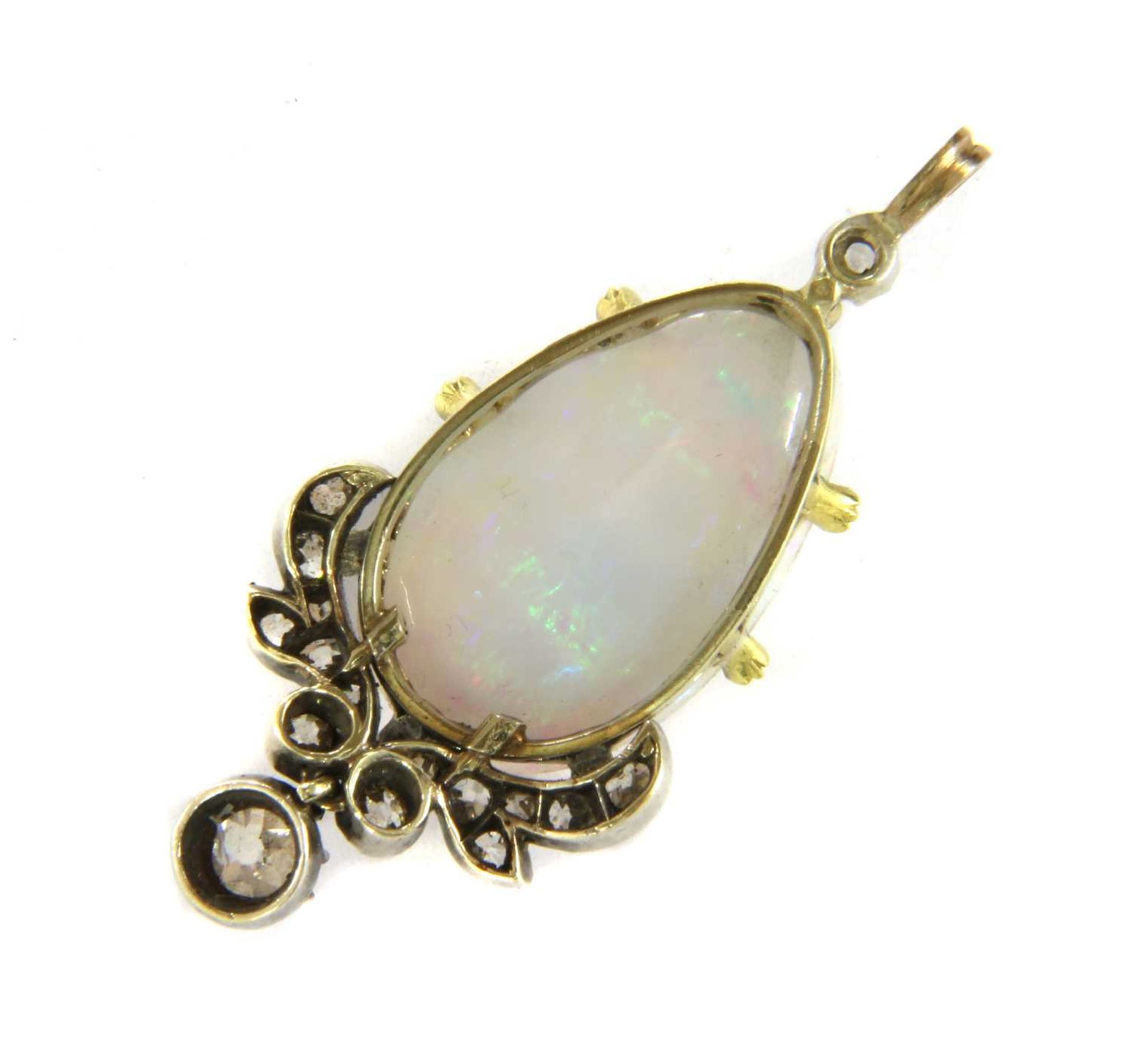 A gold and silver, opal and diamond pendant - Bild 3 aus 4