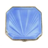 An Art Deco sterling silver guilloché enamel compact,