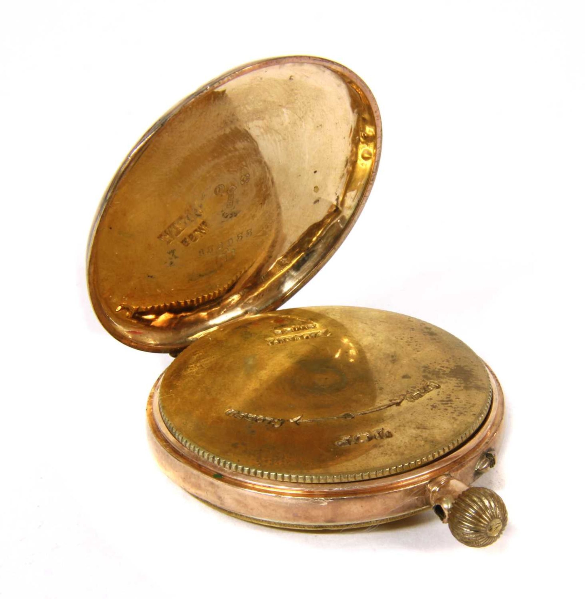 A 9ct gold open-faced pin set fob watch, - Bild 2 aus 3