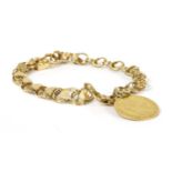 A gold bracelet,
