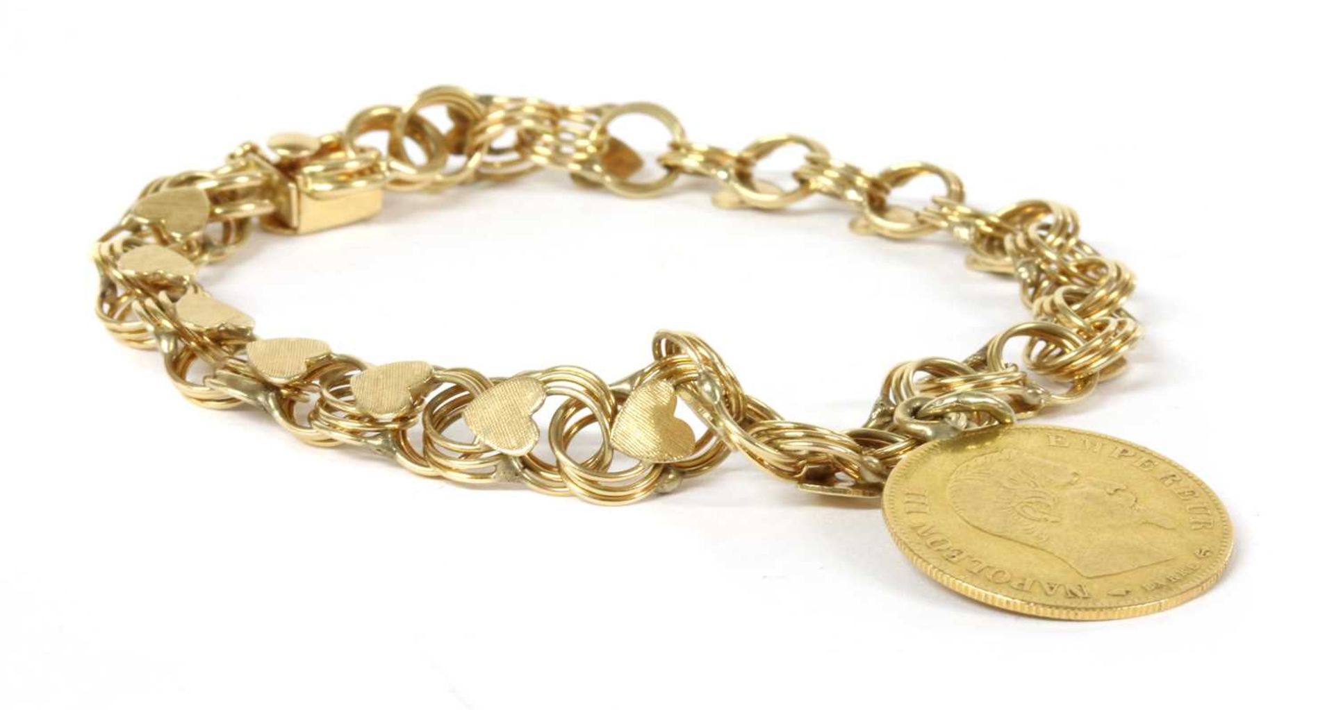 A gold bracelet,