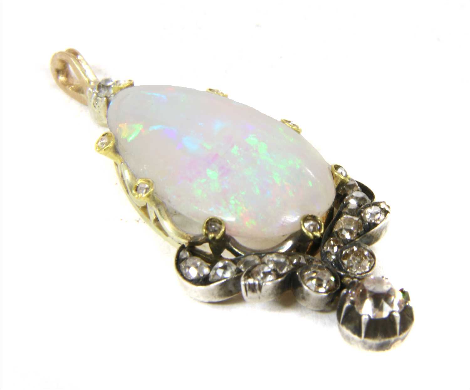 A gold and silver, opal and diamond pendant - Image 2 of 4