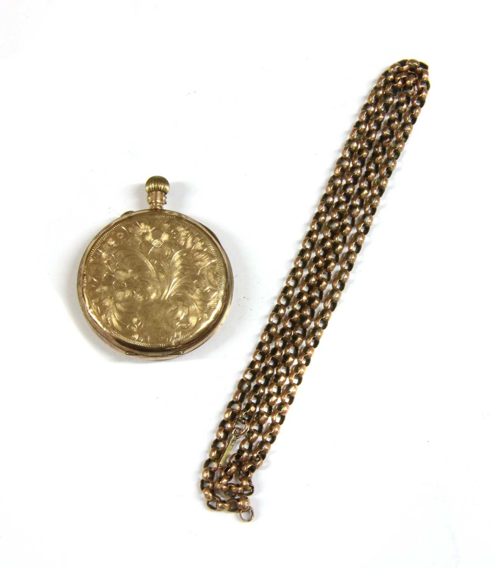 A 9ct gold open-faced pin set fob watch, - Bild 3 aus 3