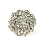 A silver diamond cluster ring,