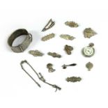 A collection of Victorian and later silver jewellery,