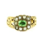 A Victorian gold paste and split pearl cluster ring,
