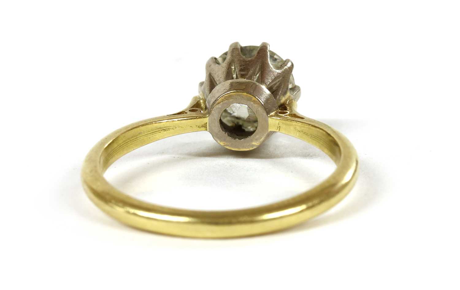 A gold single stone diamond ring, - Image 3 of 3