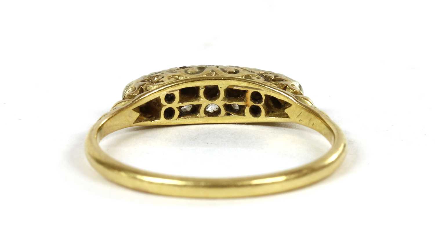 A gold boat shaped diamond ring, - Image 3 of 3