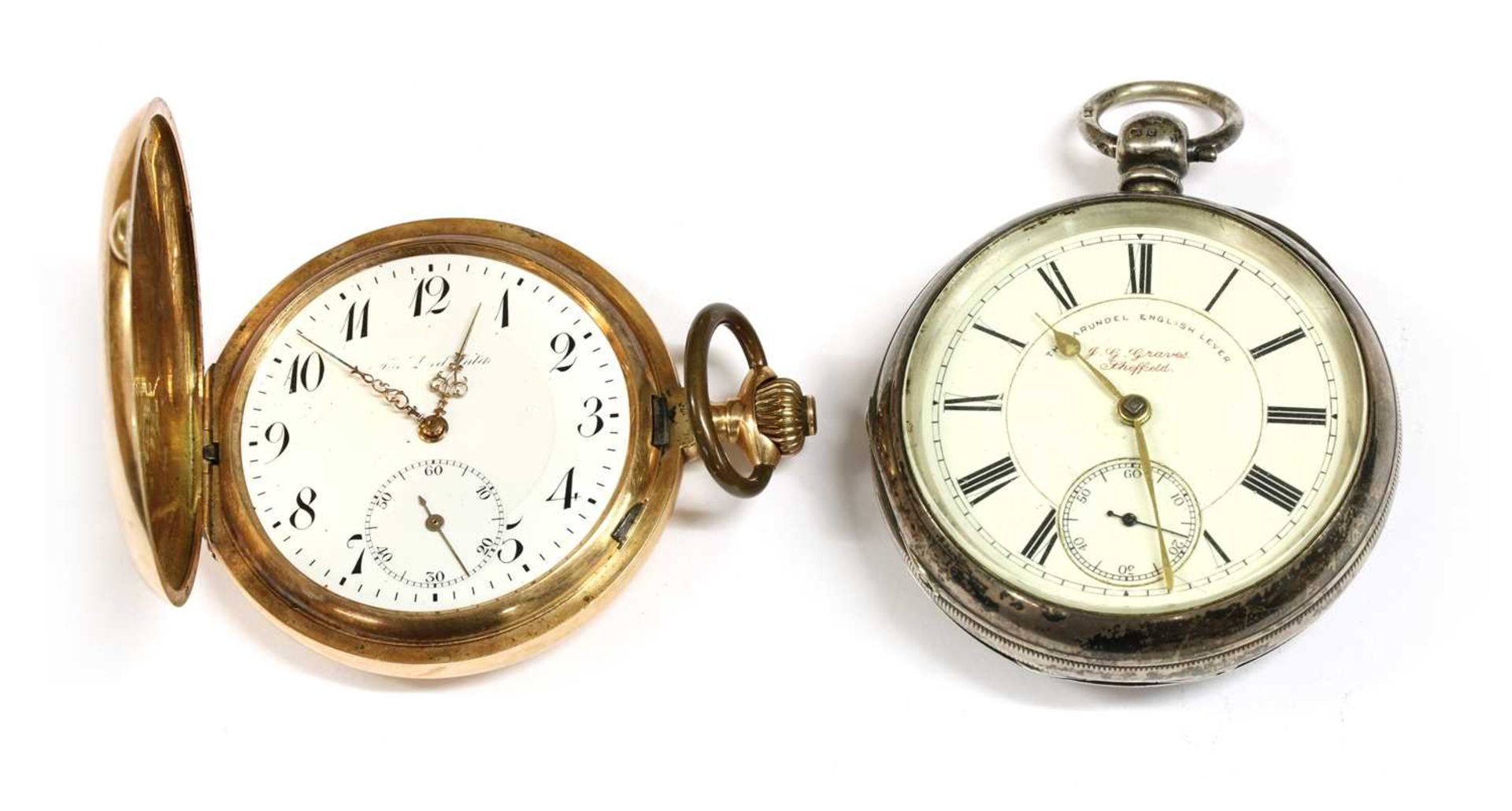 A gold lever set hunter pocket watch,