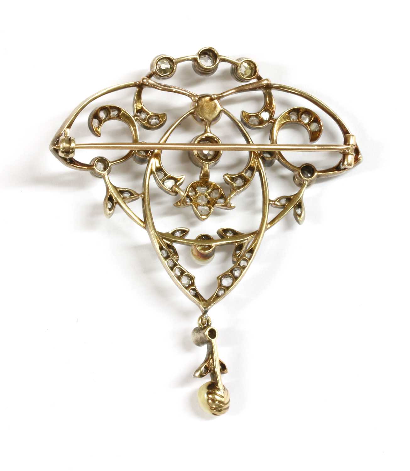 A Victorian diamond and pearl pendant/brooch, c.1890, - Image 2 of 2