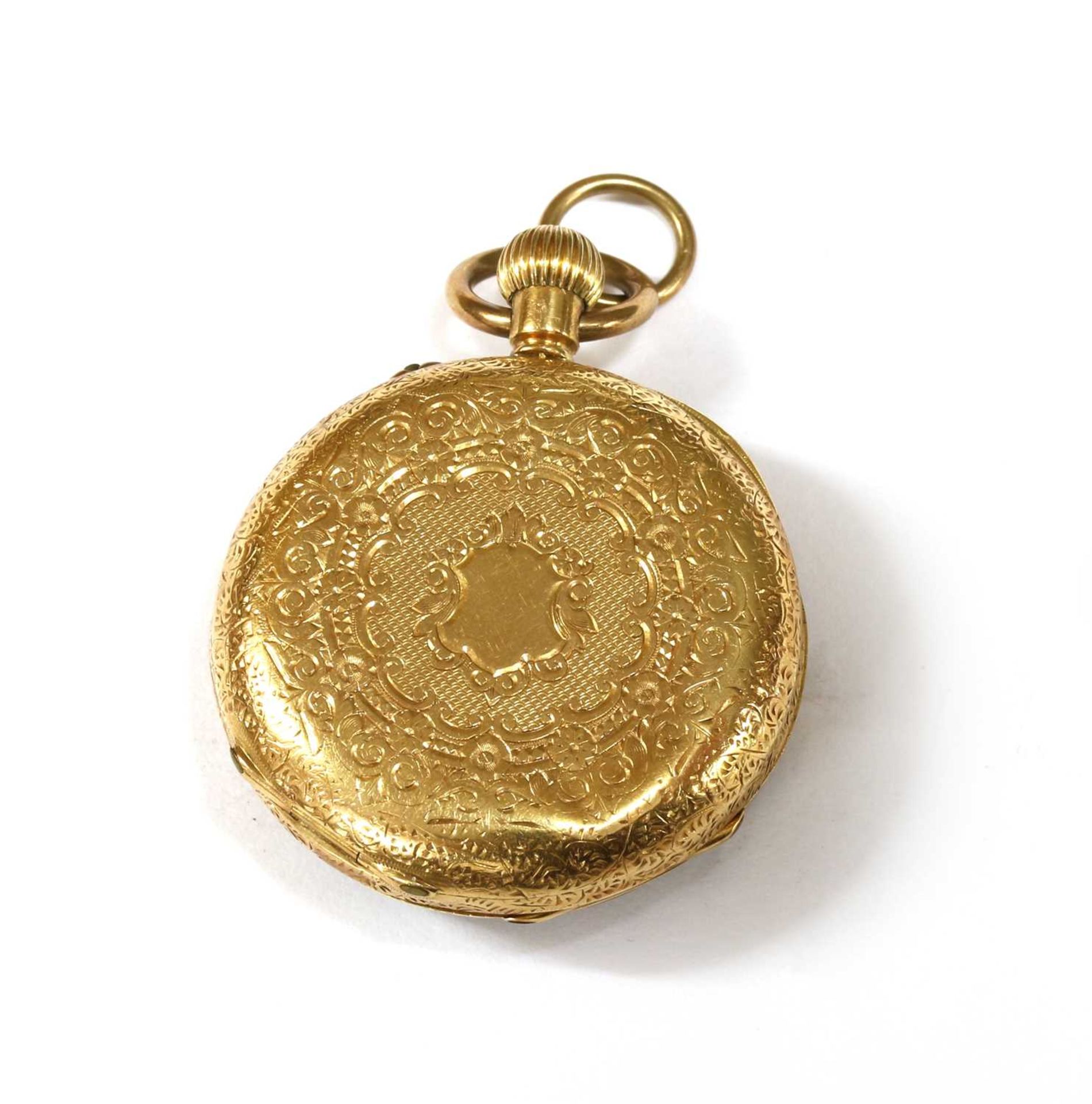 A Swiss gold pin set open-faced fob watch, - Image 2 of 2