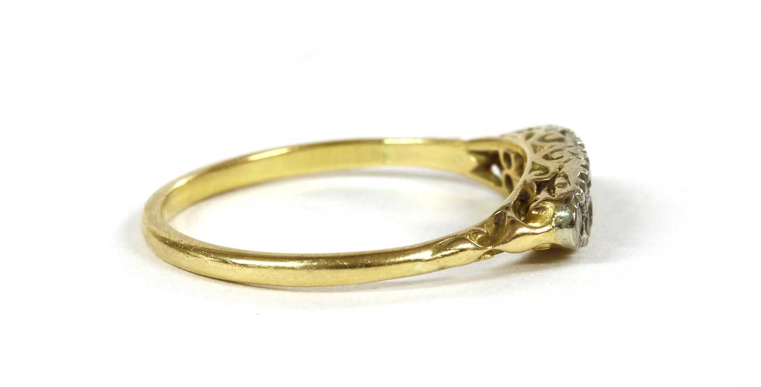 A gold boat shaped diamond ring, - Image 2 of 3